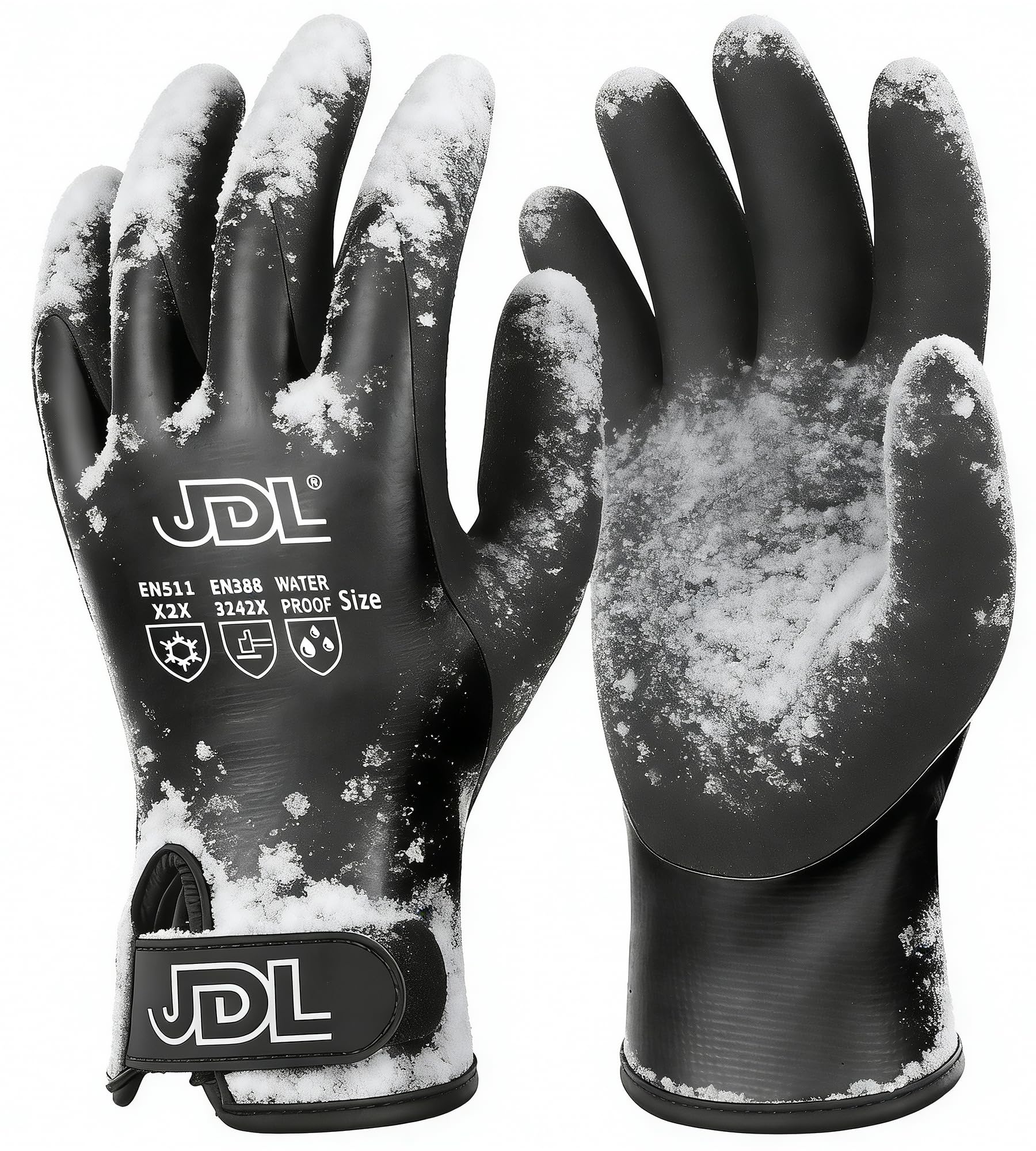 JDL 100% Waterproof Winter Work Gloves for Men & Women, Thermal Insulated Freezer Gloves for Cold Weather, Super Grip Palm