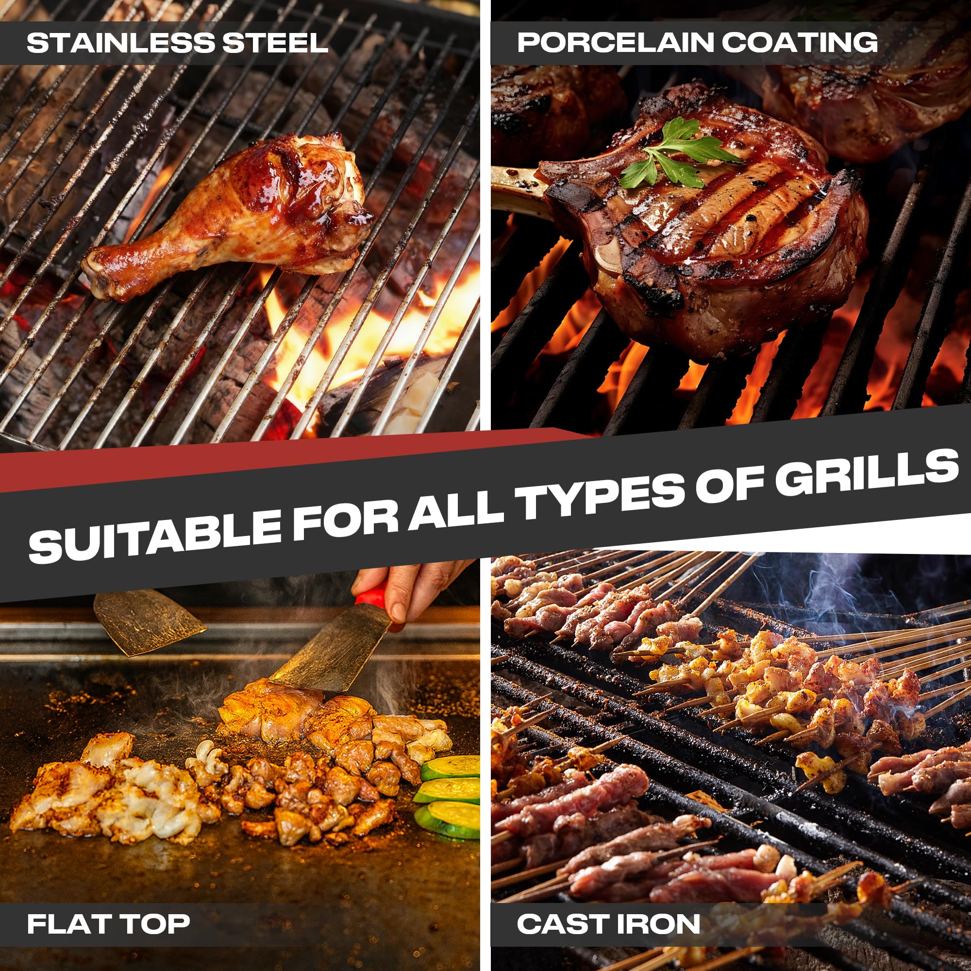 Elektrische Grillbürste, Grillreiniger mit LED-Licht, 700–800 U/min Edelstahlborsten, 304 Abnehmbarer Bürstenkopf, Kabelloses & Typ-C Wiederaufladbares Grillreinigungswerkzeug für Outdoor BBQ