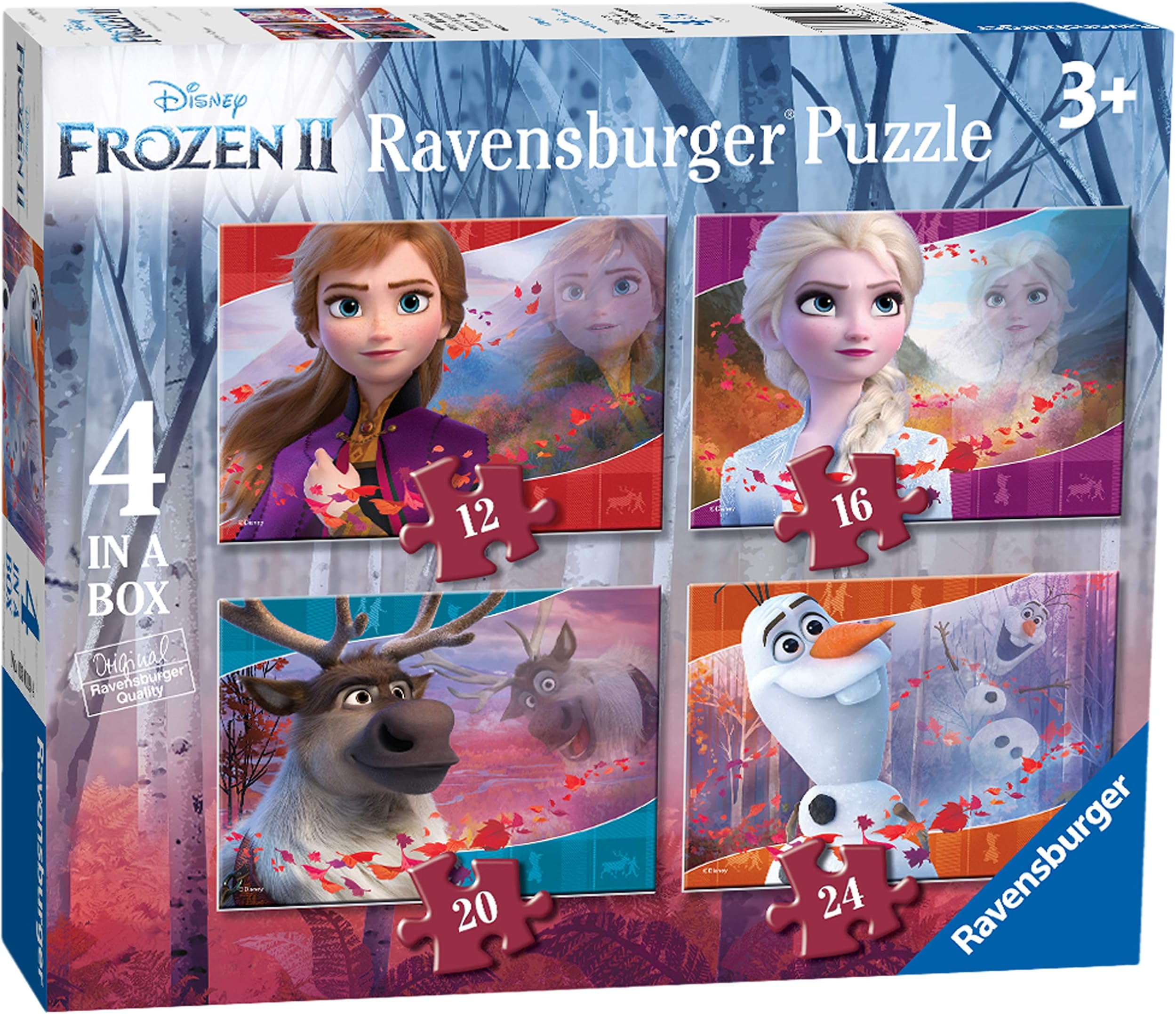 Kinderpuzzle 03019 Disney Frozen 2: 4 Puzzles in a Box Puzzle-12/16/20/24 Teile [Exklusiv bei Amazon]
