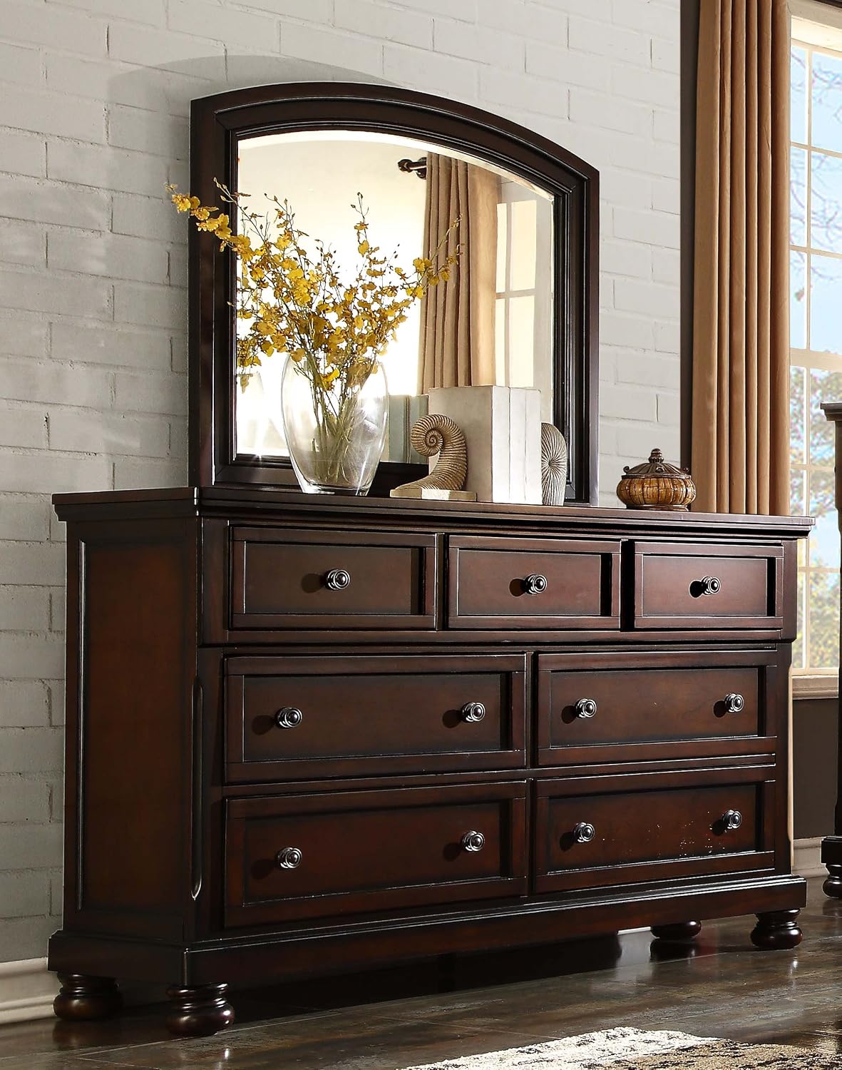 Homelegance Cumberland Matching Dresser Mirror, Cherry
