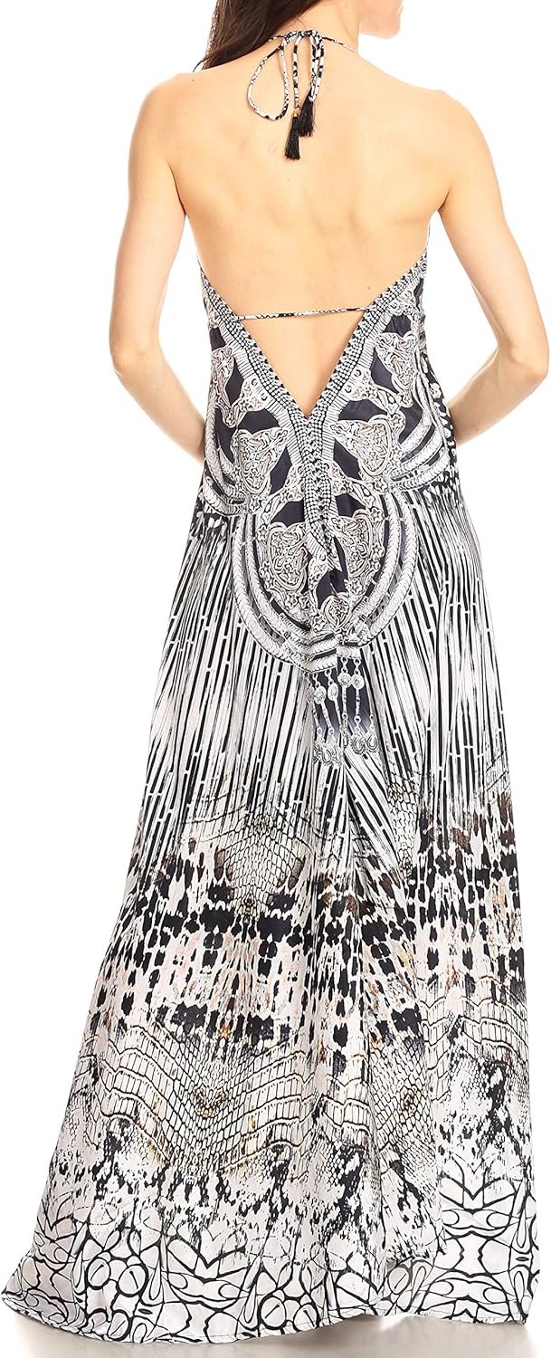 Sakkas Lizi Womens Maxi High-Low Halter Handkerchief Long Dress Beach Party - Image 2