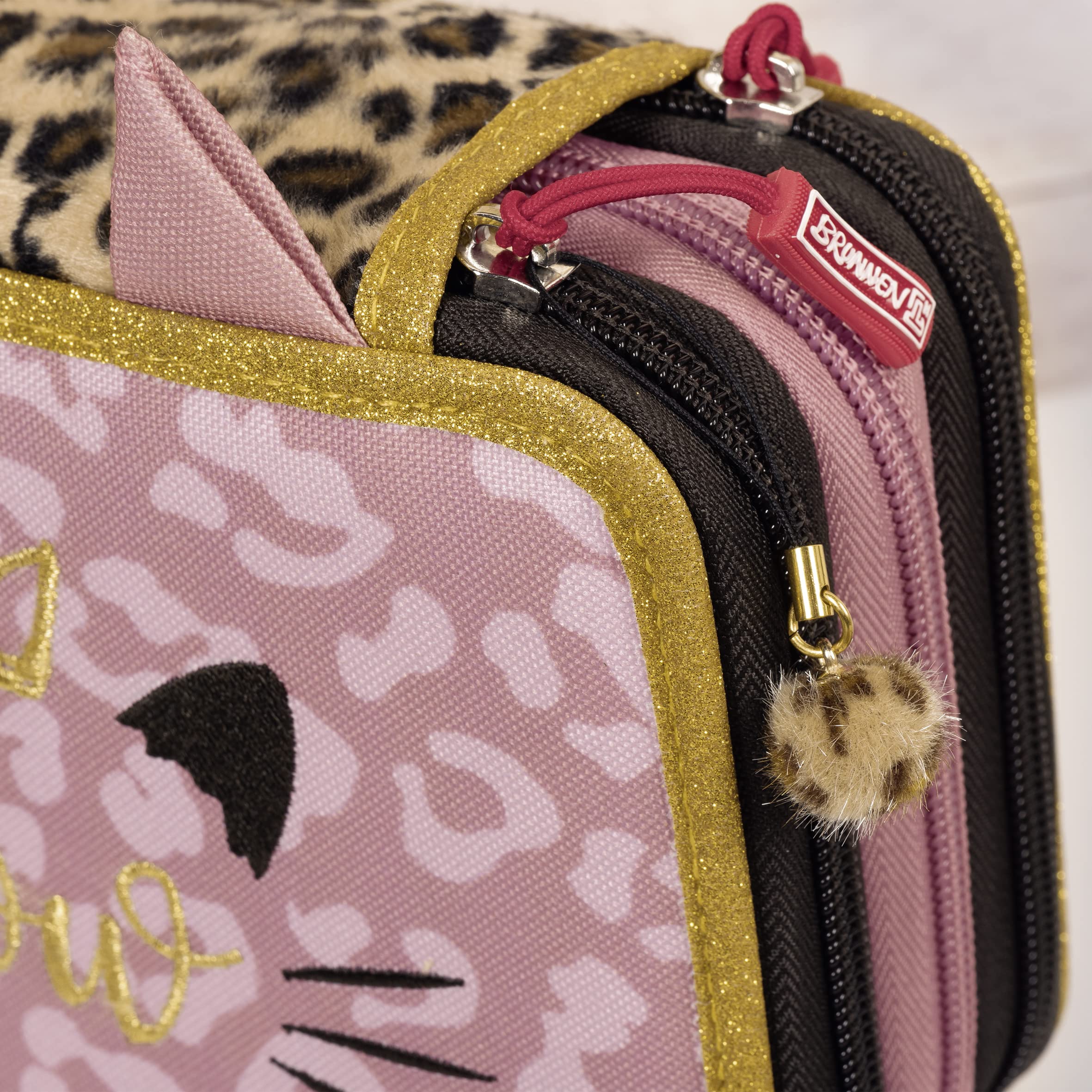 Brunnen XXL Schüler-Etui Federmappe Sweet Wild Cat 3 Reißverschlüsse