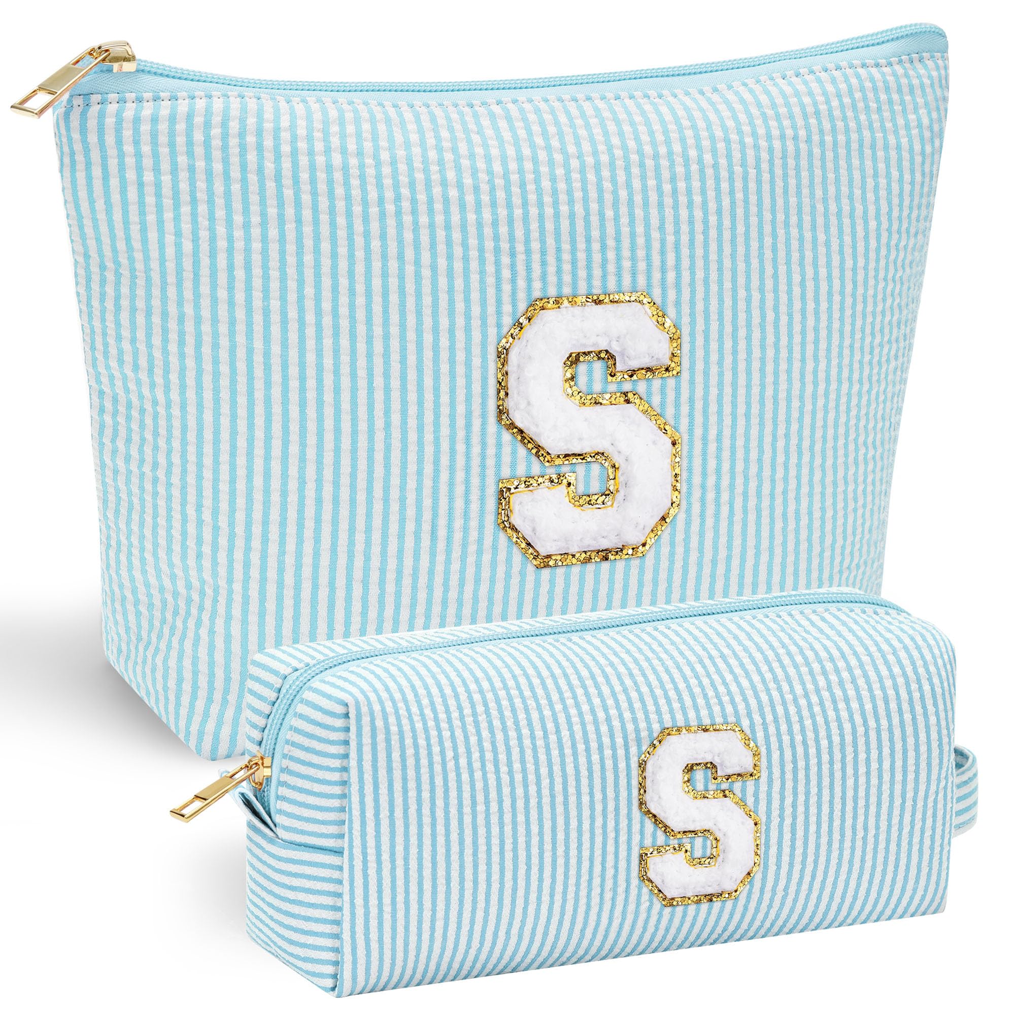 YOOLIFE Cute Makeup Bag for Women & Girls - Cosmetic Bag | Initial Make Up Bag | Personalized Gift for Women / Her | Bridal Shower & Mother's Day Gift