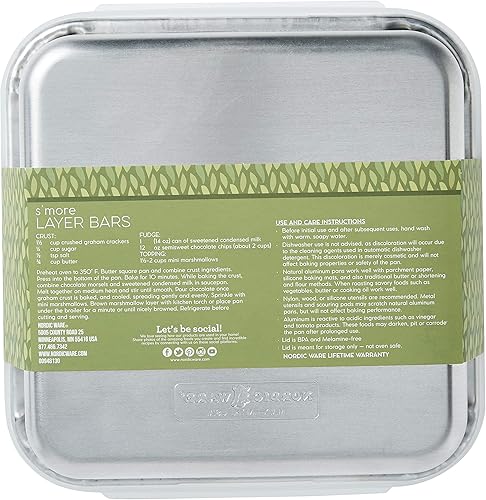 Miniatura 10 de Nordic Ware Molde cuadrado comercial de aluminio natural, 9 x 9 pulgadas