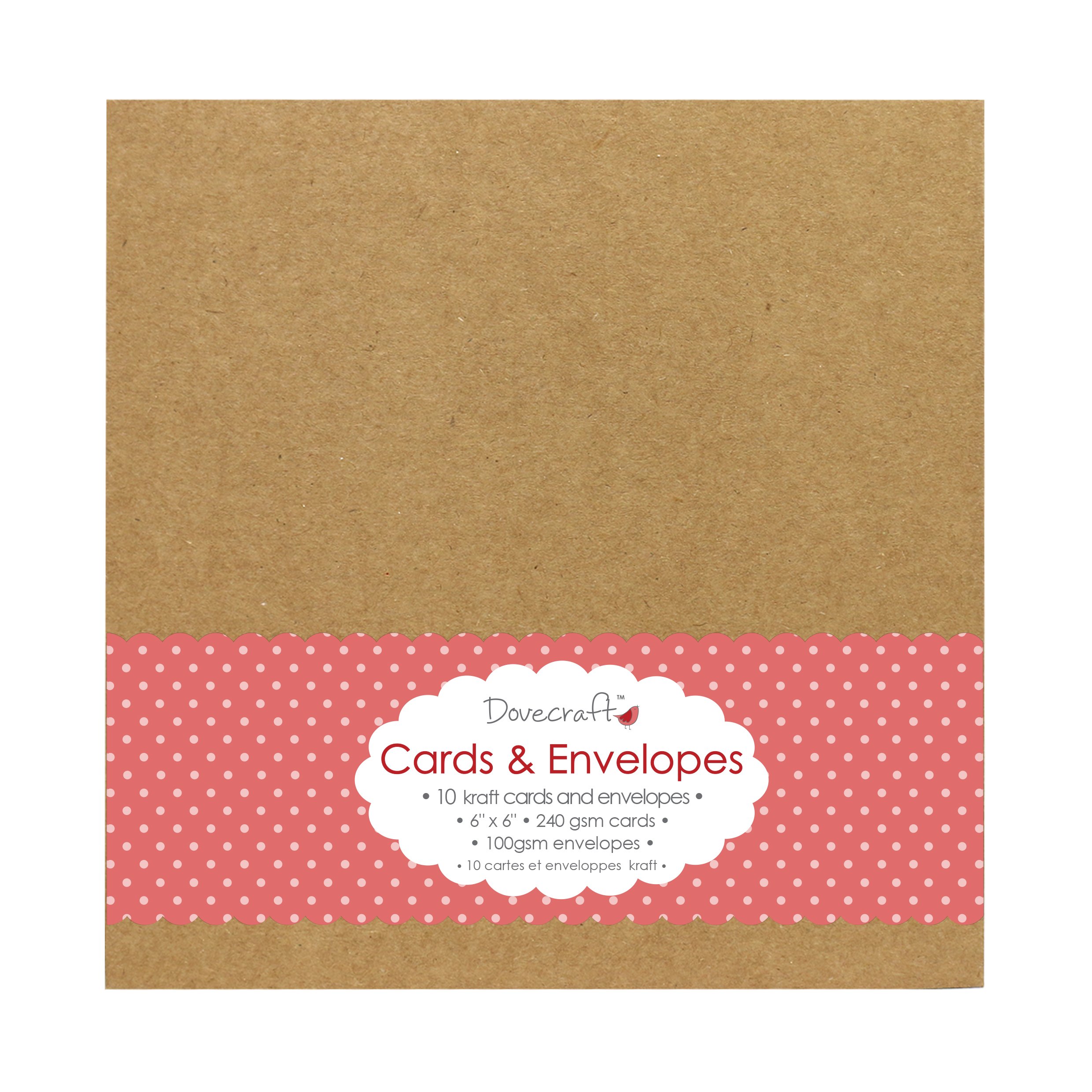 Trimcraft Dovecraft Cards W/Envelopes 6"X6" 10/Pkg-Kraft, 6" x 6"
