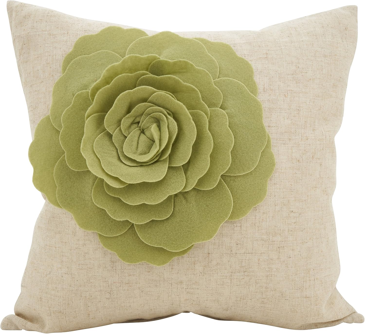 Fennco Styles Rose Flower Statement Decorative Throw Pillow 18"x18" (Lime)