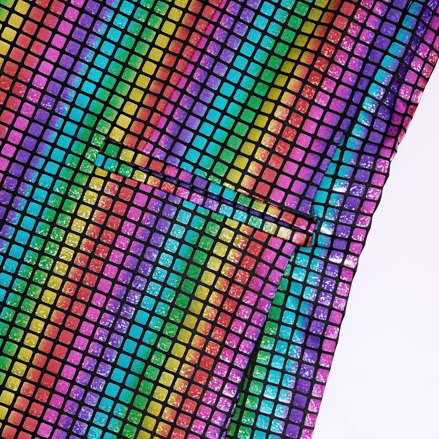 Men's 70s Disco Outfit Sequin Suit Set Metallic Shiny Jacket Slim Fit Pants Party Costume - Image 6