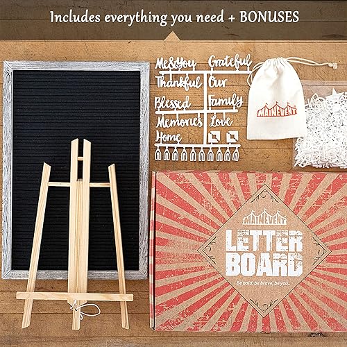 Miniatura 2 de Tablero de letras de fieltro con marco de madera rústica de 12x17 pulgadas, palabras en letra cursiva, letras precortadas, colgadores para cuadros,