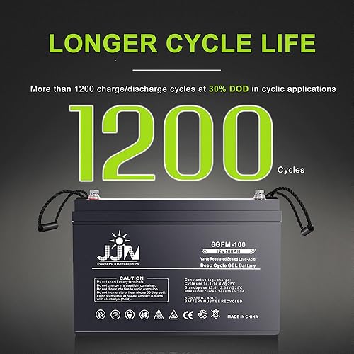 Miniatura 3 de Deep Cycle Hybrid Gel Battery 12V 100AH Rechargeable Gel Automotive Batteries for Solar RV Marine Camping Wheelchair Trolling Motor and Off-Grid