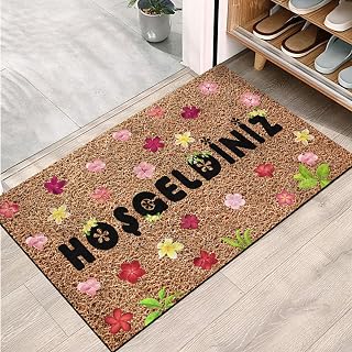 Monnhein Kapı Önü Paspası - Modern ve Şık Kapı Paspası | Ev, Ofis ve Dış Mekân Kullanımı İçin (Hoşgeldiniz with Flowers) 45x65