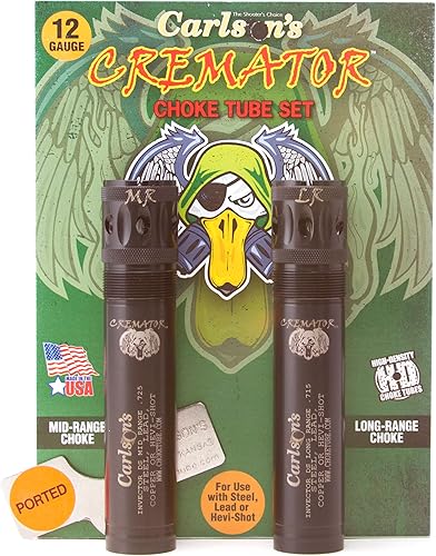 CARLSON'S Choke Tubes 12 Gauge for Browning Invector DS  Blued Steel  Cremator Ported Waterfowl Choke Tube  Made in USA