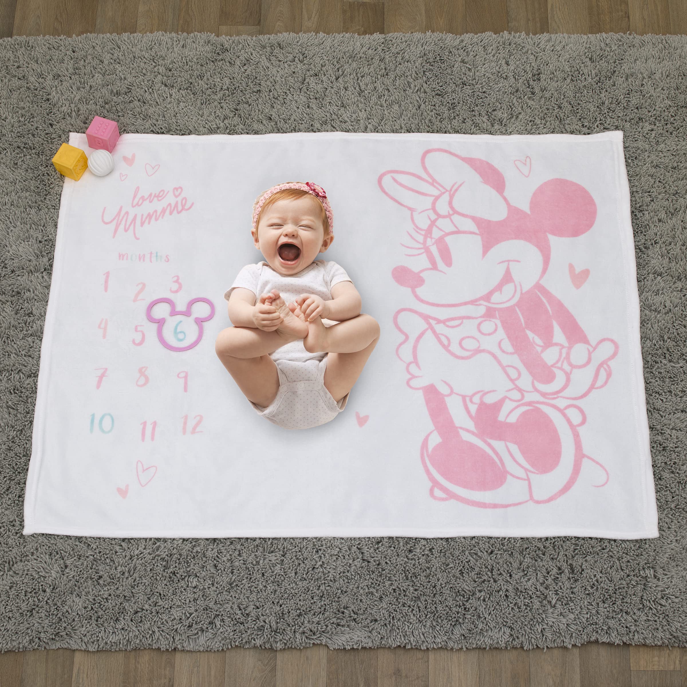 Disney Minnie Mouse - Coperta super morbida per neonati, colore: bianco, rosa e acqua