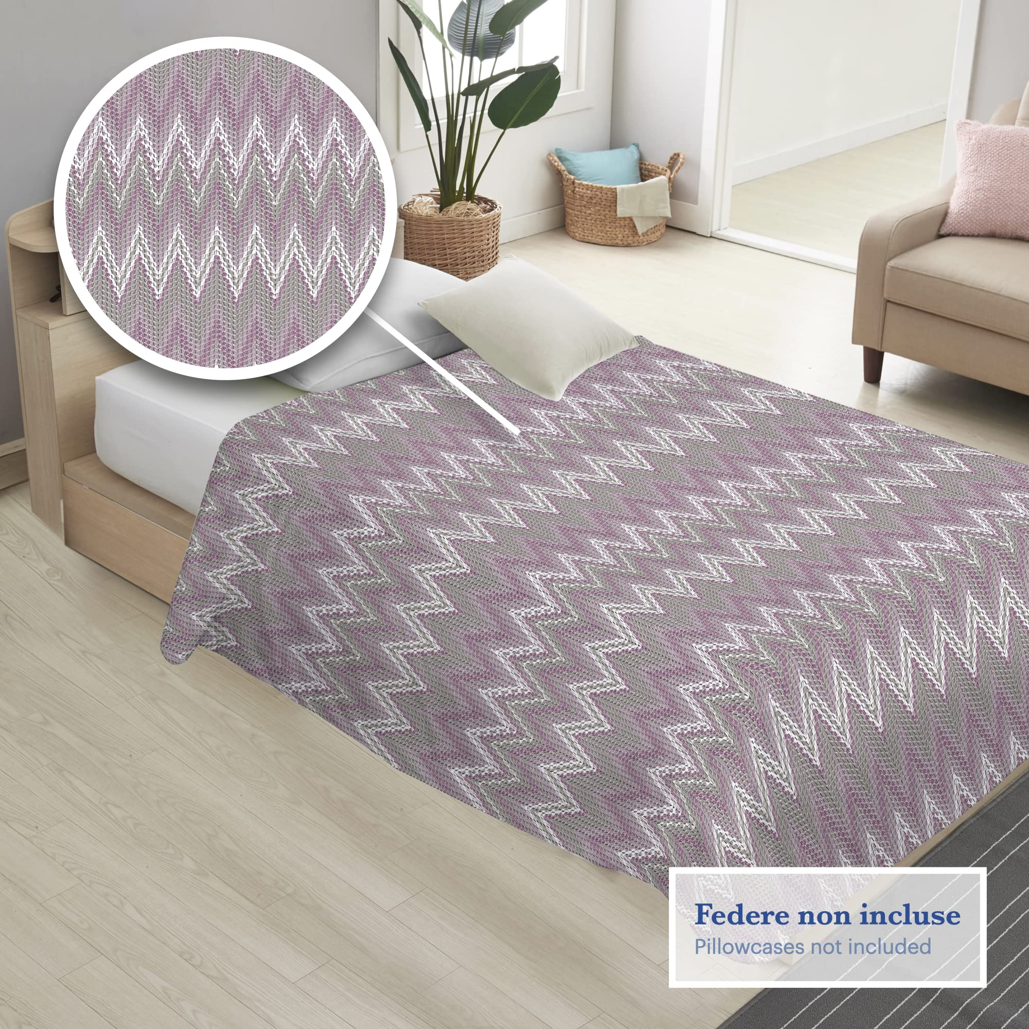PENSIERI DELICATI Bedspread 170 x 280 cm, Single Sheet 100% Cotton Pique, Ideal as a Furniture Cover, 1 Square Bed Blanket - Image 2