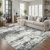 Tosuoka 8x10 Black Abstract Washable Area Rug - Anti-Slip, Non-Shedding, Stain-Resistant Soft Modern Carpet for Living Room Bedroom