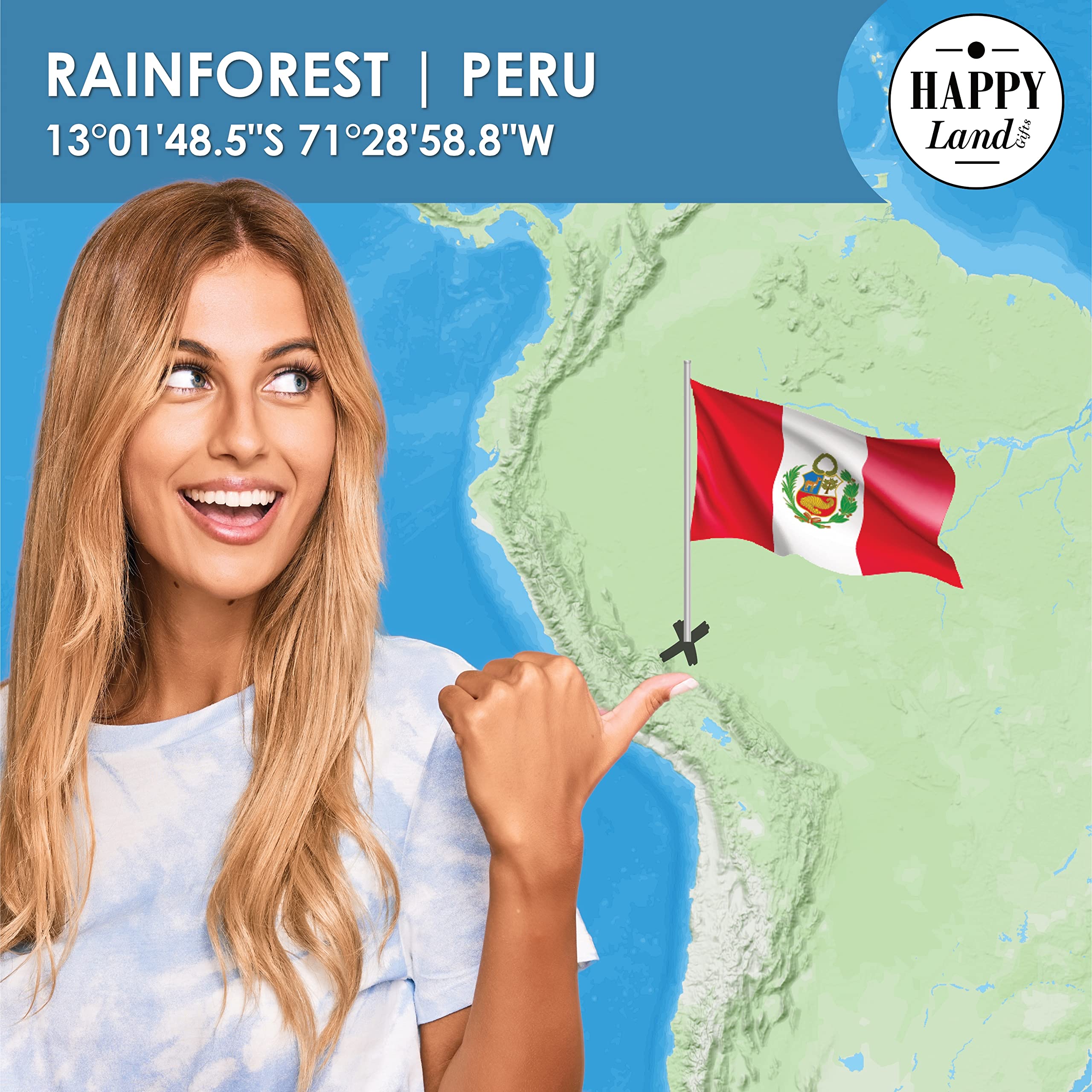 happylandgifts® 1m² echter Regenwald in Peru I Edle Besitzurkunde mit Wunschname zum selber eintragen I Geschenk für nachhaltige Männer und Frauen I Naturschutz I Nachhaltige Geschenke