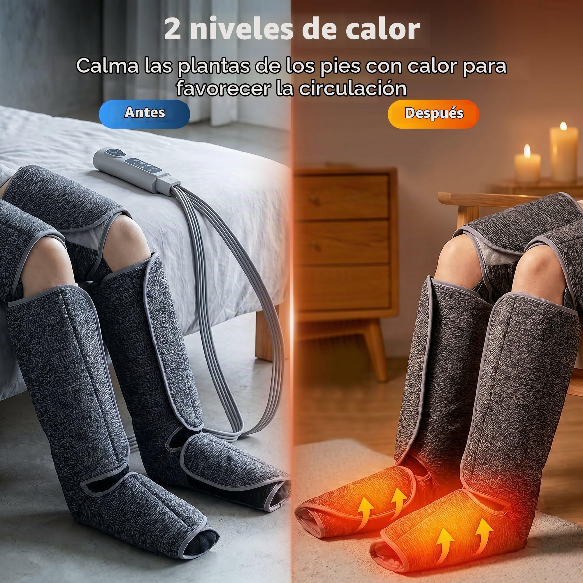 HOMCOM Masajeador de Piernas con Calor y Compresión de Aire Presoterapia | para Casa, 3 Modos, para Pantorrillas, Muslos y Pies, Alivio de la Fatiga, para Mujer y Hombre