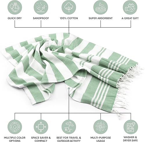 Miniatura 2 de Utopia Towels Paquete de 4 toallas turcas de playa (40 x 72 pulgadas), 100% algodón, de gran tamaño, sin arena, ligera, de secado rápido, prelavada