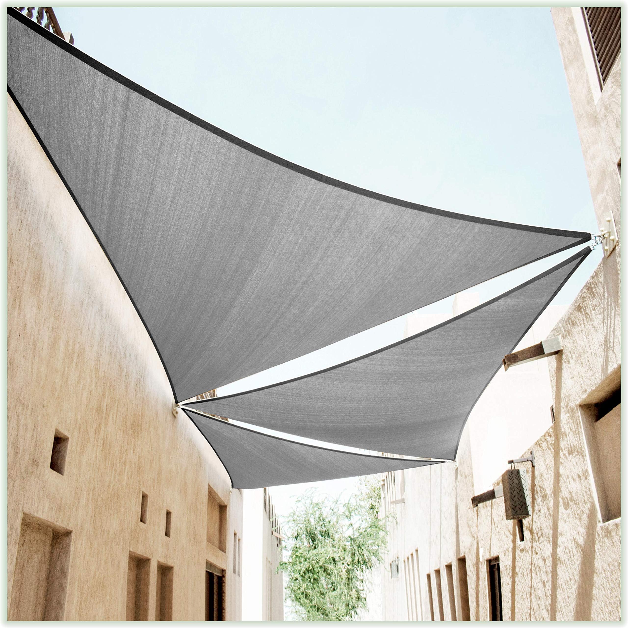 20' x 20' x 20' Grey Sun Shade Sail Triangle Canopy – UV Resistant Heavy Duty Commercial Grade -We Make Custom Size