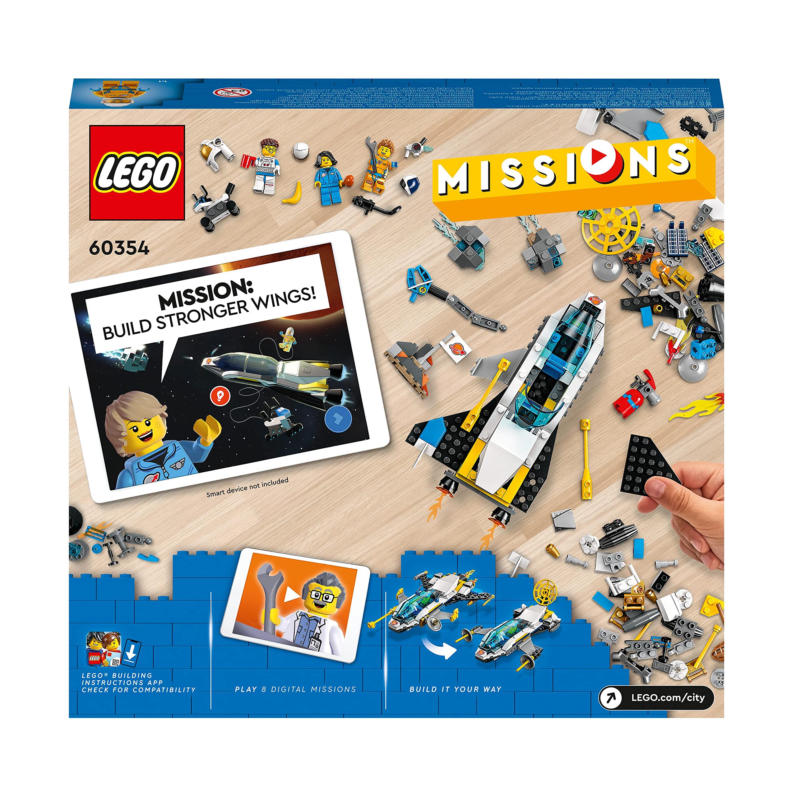LEGO 60354 City Missions d’Exploration Spatiale sur Mars, Jouet de Construction Interactif avec Vaisseau Spatial et Planète Rover, pour Enfants de 6 Ans