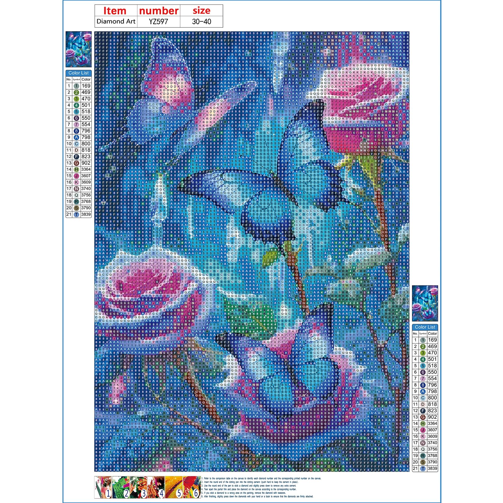 DPHERO Diamant Painting Schmetterling - 5D DIY Diamond Art 30x40cm
