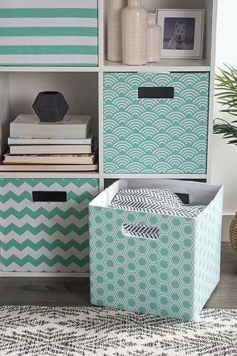 Miniatura 6 de DII Colección de cubos de poliéster - Cubo plegable de lados duros, 13 x 13 x 13 pulgadas, color aguamarina