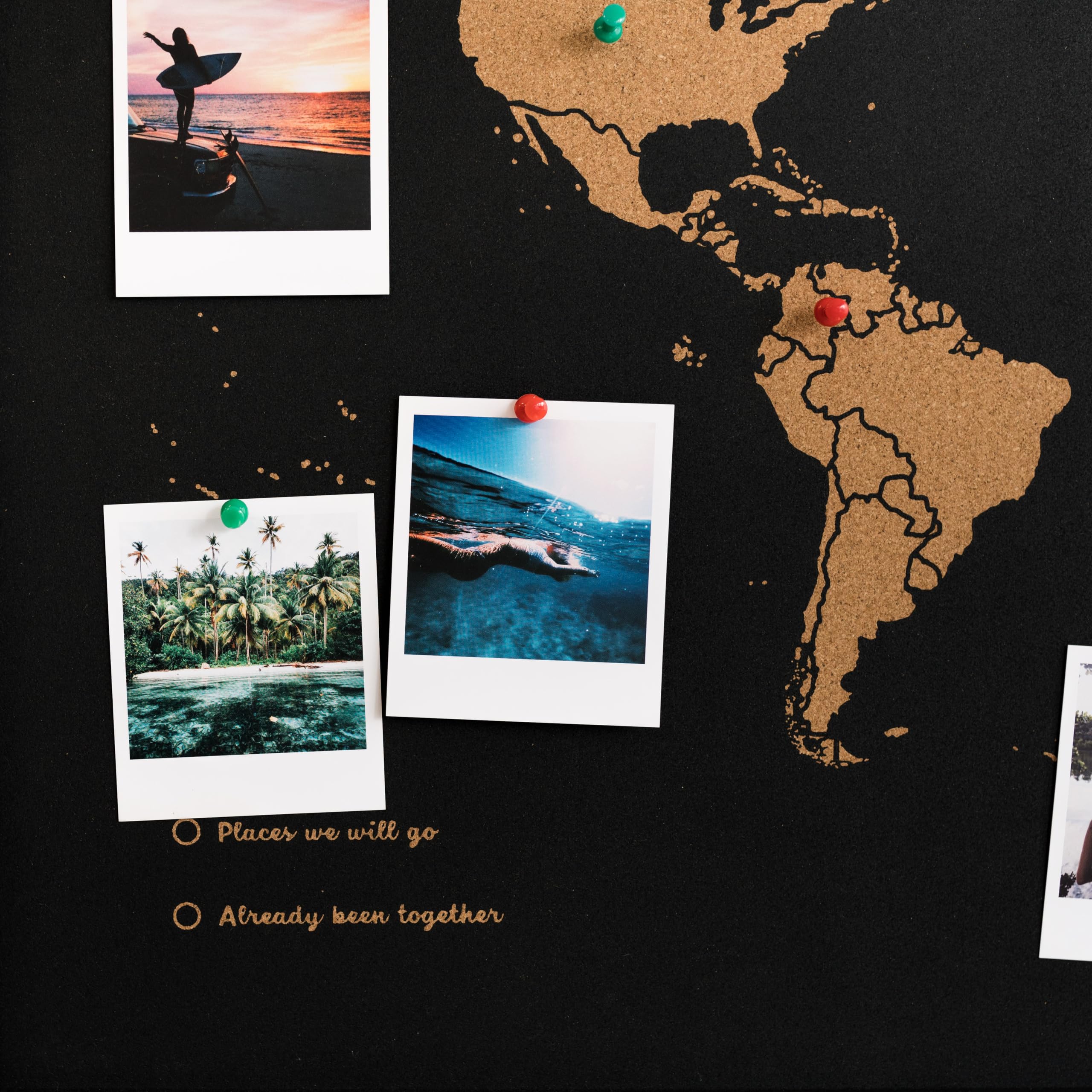 Mapa del Mundo de Corcho Special Edition con Marco 90 x 60 cm (Negro)