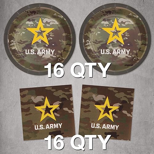 Miniatura 7 de Havercamp - Partido oficial del ejército de los Estados Unidos para 16 invitados incluye 16 unidades. Lg. 9 "platos, servilletas y 16 oz tazas y un