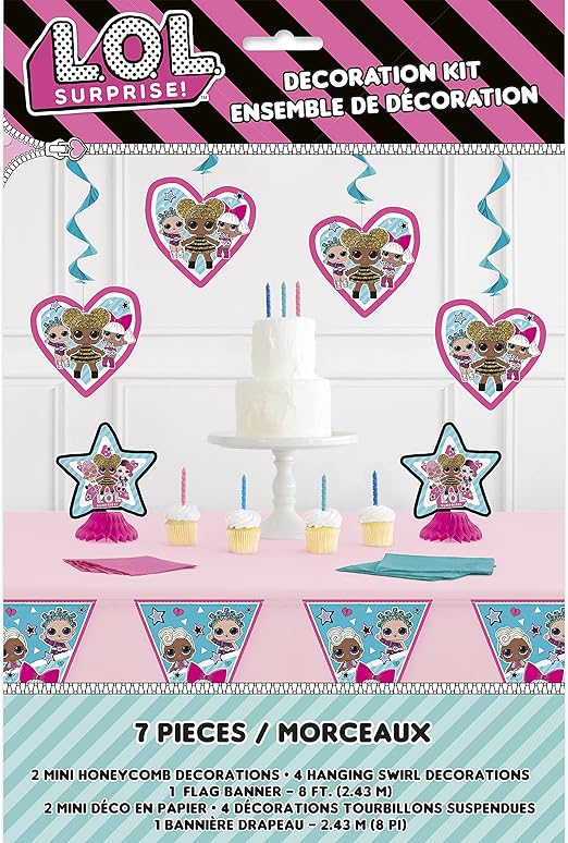 Unique LOL Surprise Party Decor Kit - 7 Pcs | Vibrant & Multicolor Assorted Decorations for Birthday Celebrations and Events