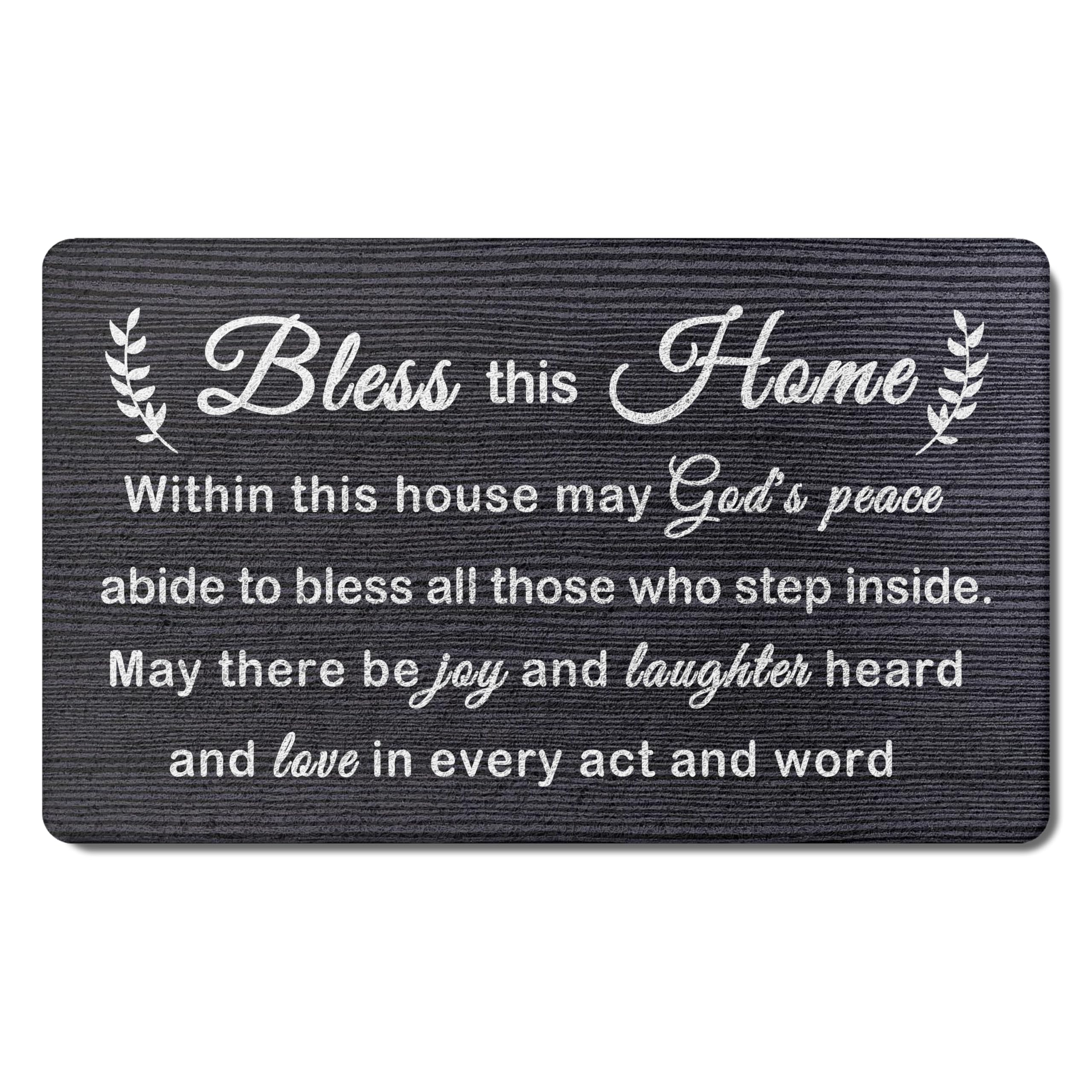 ZNGFON Bless This Home Decorative Indoor Outdoor Doormat，House Warming Gifts Front Door Mat 17x30 Inch，Religious Decoration Welcome Mat - for Home