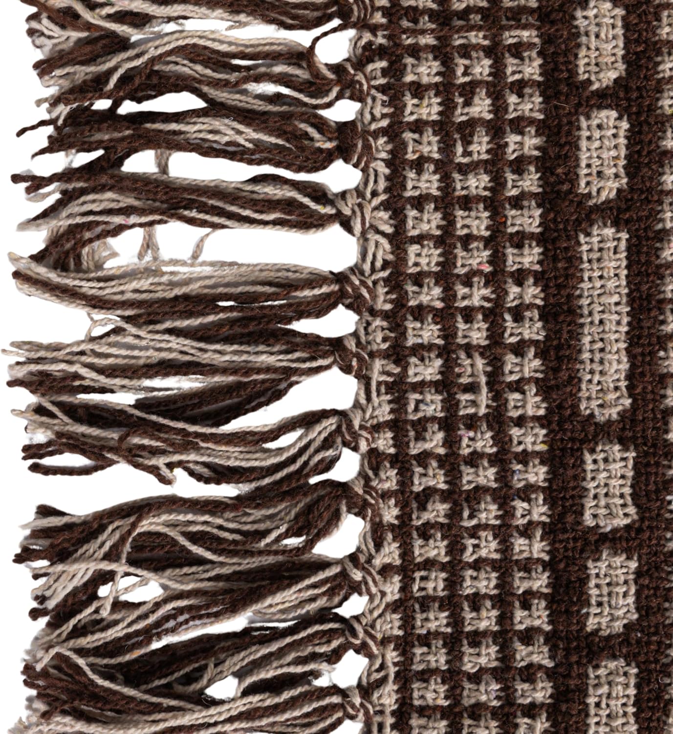 Bloomingville Soft Recycled Cotton Blend Throw with Diamond Pattern, Brown and Beige - Image 5