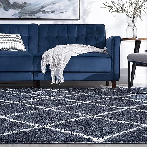 Miniatura 5 de Tayse Iola - Alfombra de pelo largo azul de 4 x 6 pies, 4 x 6, 4 x 6, alfombras de área para sala de estar, comedor, alfombra de dormitorio,