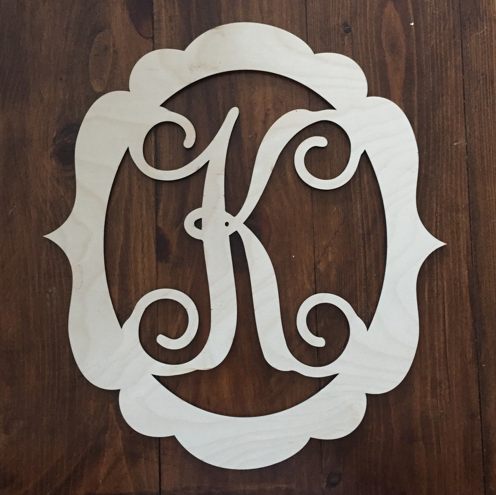 Unfinished Wood Scroll Monogram Hanger - Scoll Door Hanger - Simple Door Hanger - Spring Door Decoration - Wood Monogram Wall Hanger