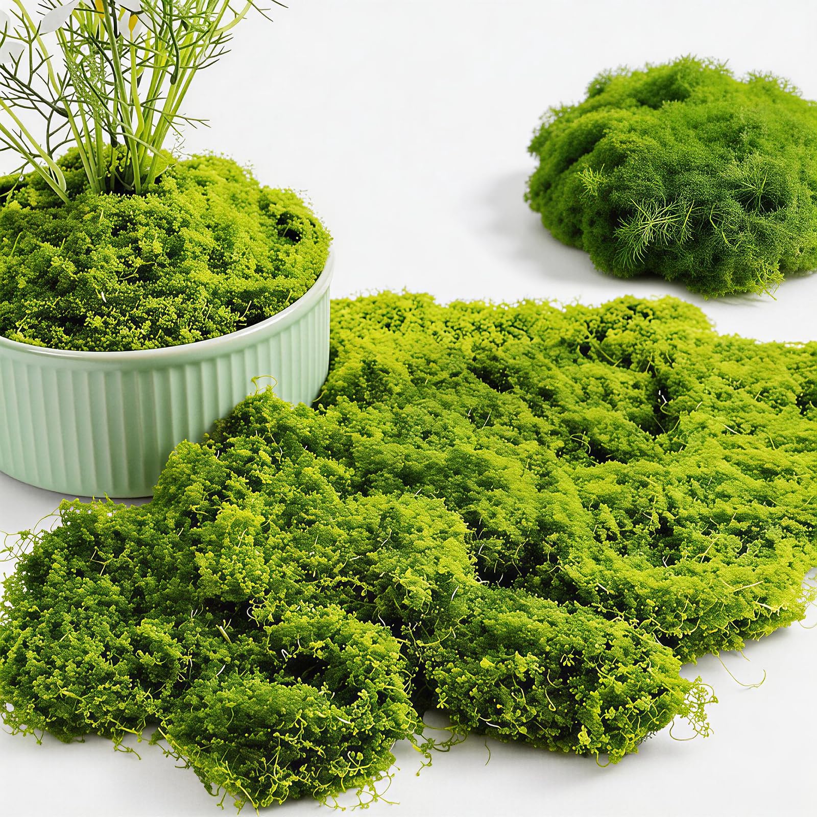 Uyumil Light Green Artificial Moss, 100G Green Fake Moss For Potted Plants, Indoor Planters, Fairy Gardens & Terrariums - Natural Look Faux Moss For Crafts, Floral Arrangements, And Home Wall Decor
