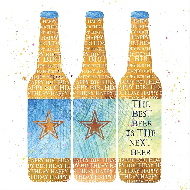 The Heritage Press Birthday Card with Envelope for Him 'Cold Beers' - Eco-friendly - Made in UK - 150X150mm