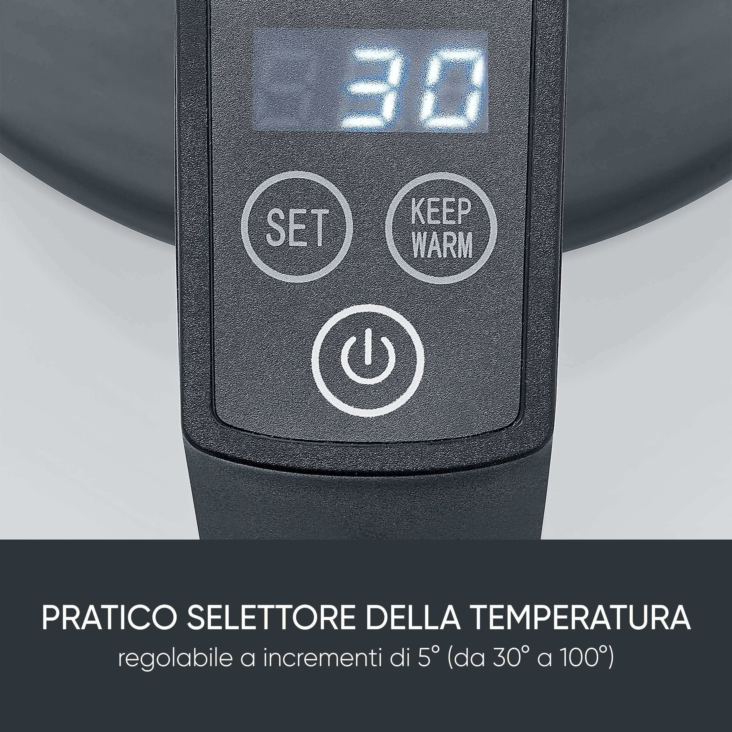 SEVERIN Bollitore Elettrico, 1,7 Litri, 2200W, Cool-Touch, Regolazione Temperatura, Mantenimento Caldo, Spegnimento Automatico, 24,0 x 14,5 x 23,5 cm, Nero/Inox - WK 3484