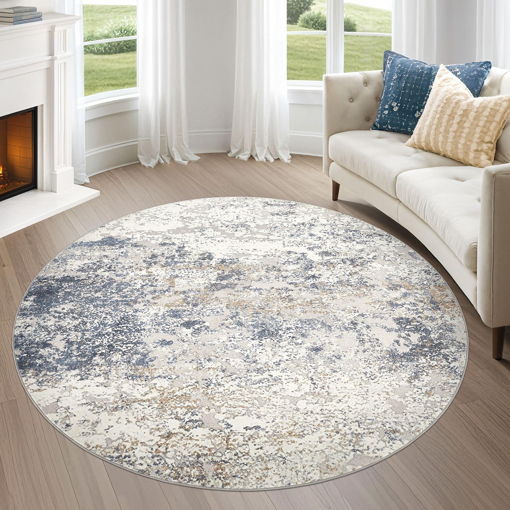 DMOYEST 6ft Abstract Round Rug