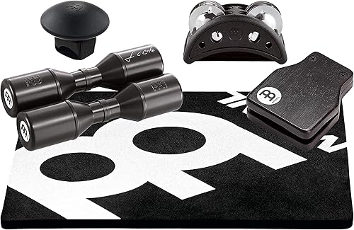 Meinl Percussion Cajon paquete de accesorios con almohadilla sentada dos agitadores pandereta de pie y castañuela PP-2