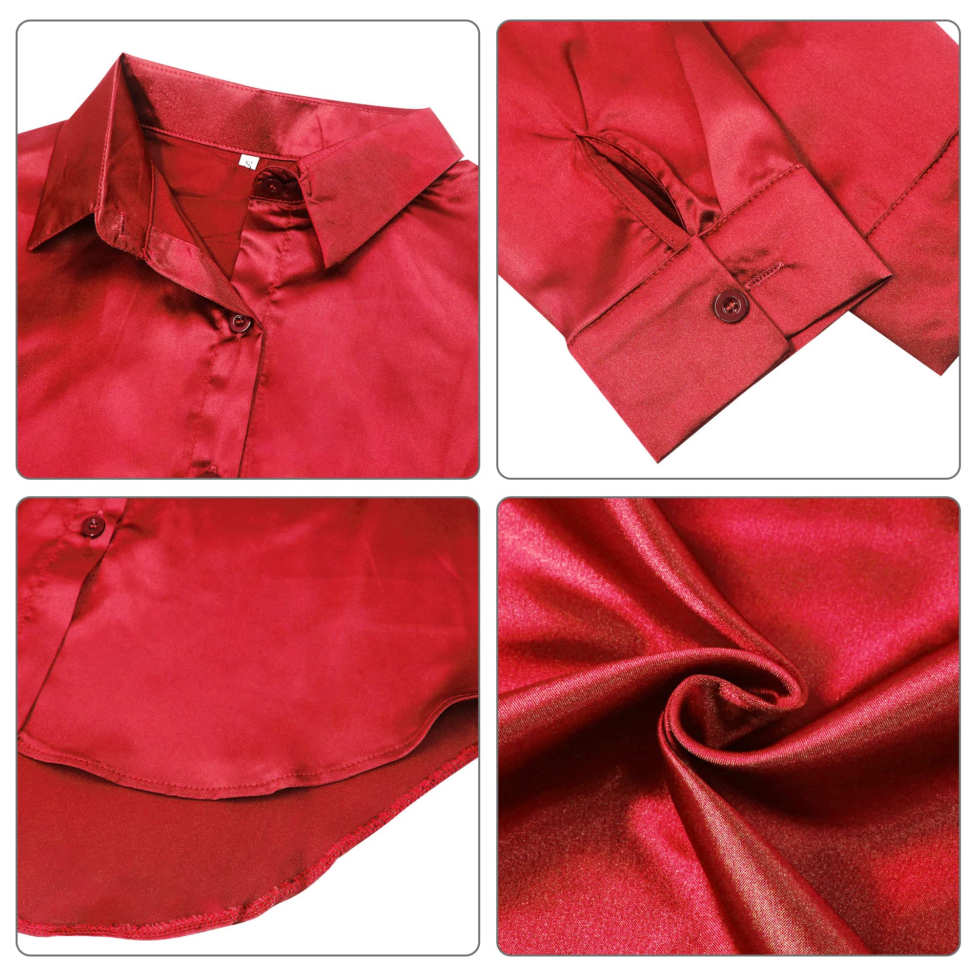 Panegy Camicia da donna in raso a maniche lunghe camicette Botton Down Top da lavoro in seta come camicie per donna ufficio top