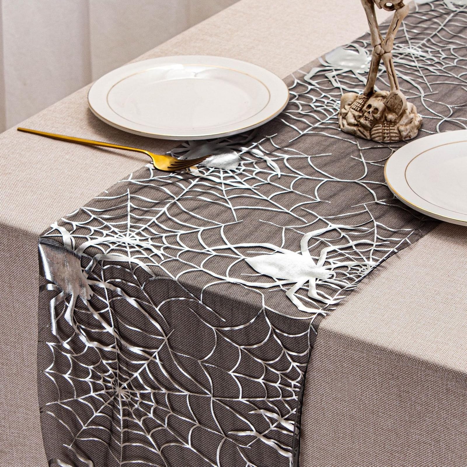 Chemin de table toile d'araignée Halloween 28 cm x 5 m : Deguise-toi, achat de Decoration