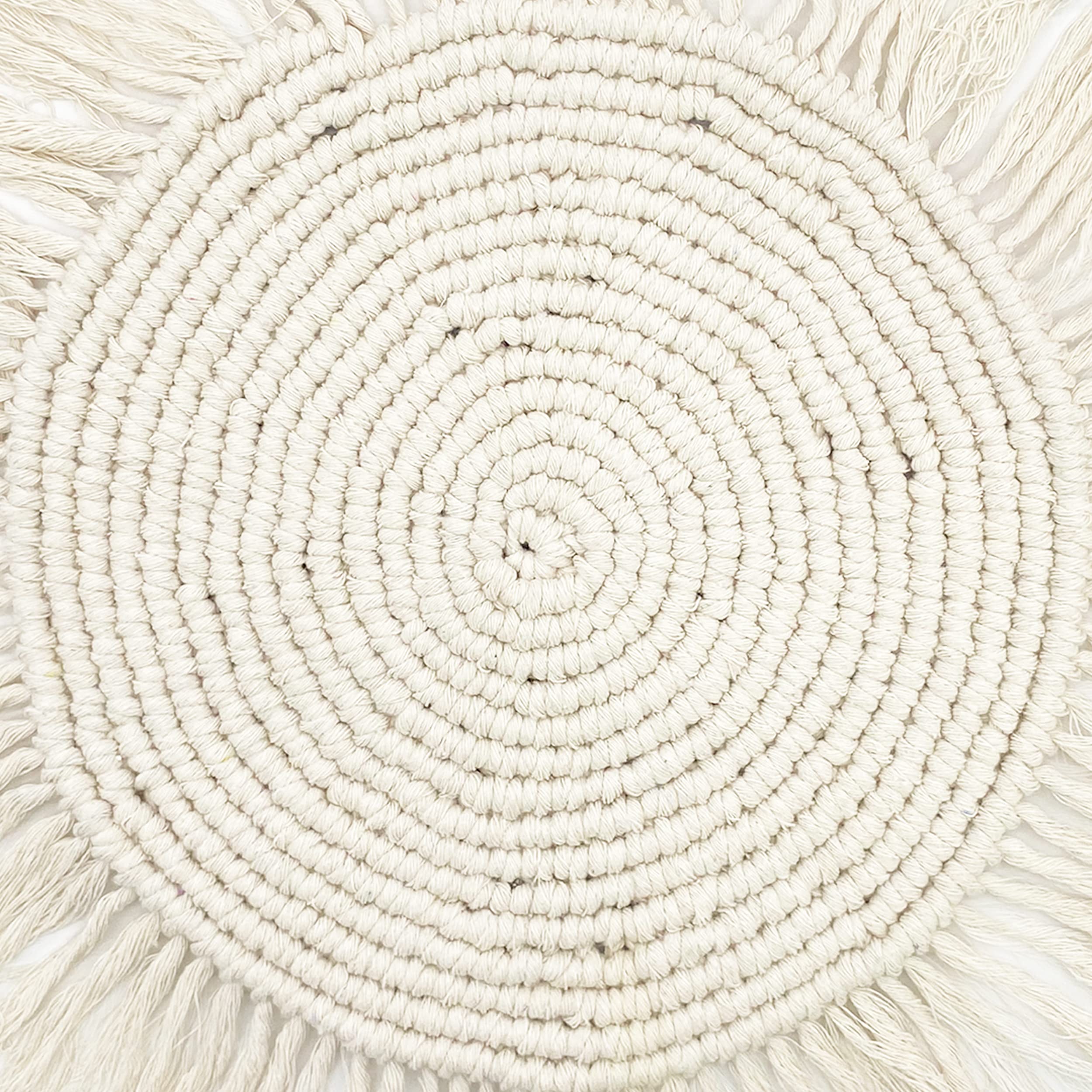 34124 I Makramee Platzset Tischset Tischdecke | Tisch Schrank Kommode Natur ca. 40 cm | Boho Stil Deko Dekoration Hippie