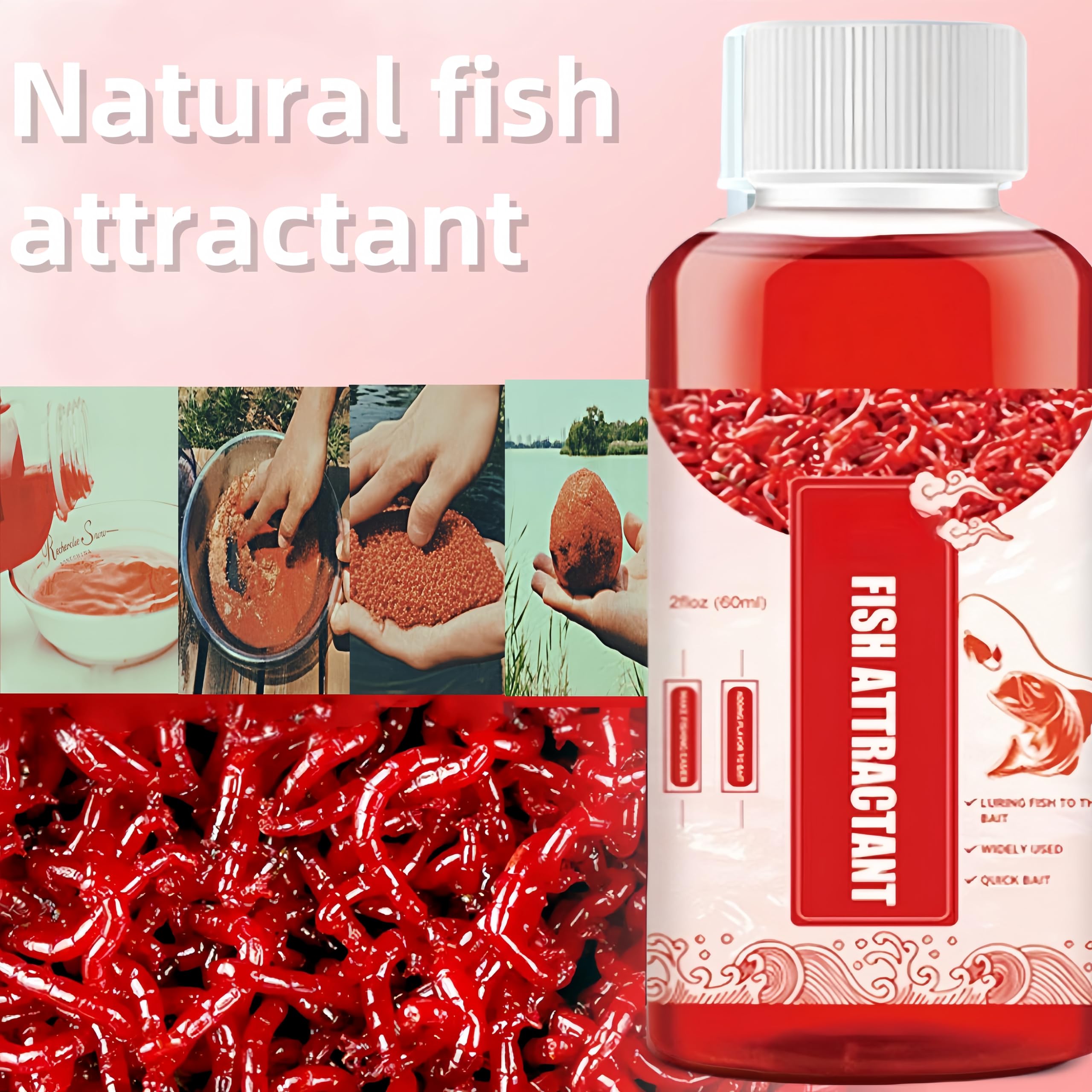 Wintgrea Fish Attractant Red Worm Liquid?2PCS 60ml Red Fish Cat Fish Bait?Professional-Grade Formula for Bass, Walleye and Catfish, Tilapia, Carp