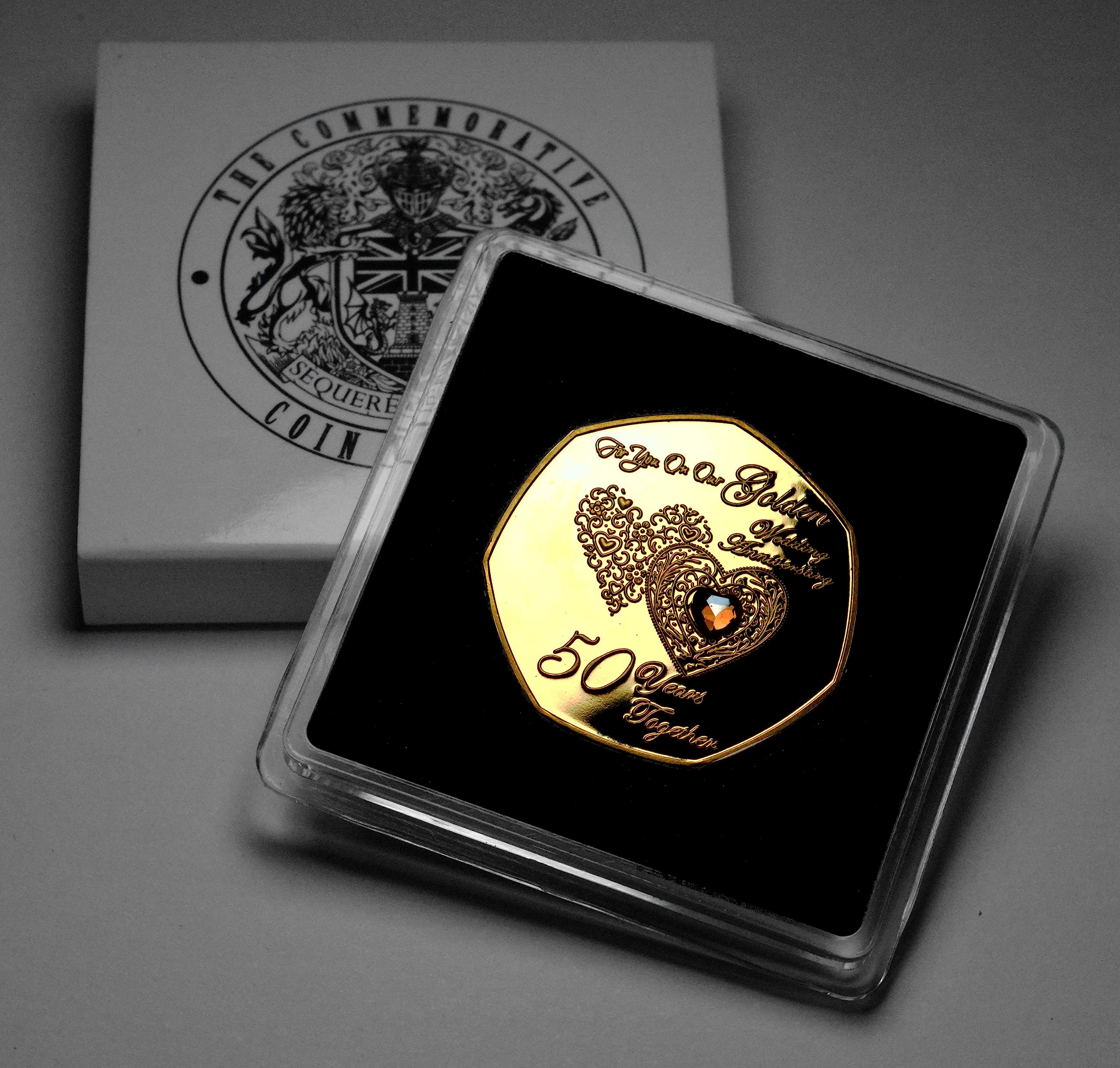 The Commemorative Coin Company Silver The Commemorative Coin On Our 50Th Golden Wedding Anniversary Commemorative In Gift/Presentation Case. Gold Diamante Gemstone. Husband/Wife. 50 Years Together. Love/Celebration/Marriage/Poem,