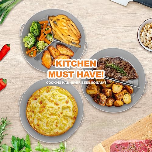 Miniatura 7 de 3 paquetes de forros de silicona para freidora de aire con divisores y guantes de horno gratis. Forros para freidora de aire ninja. Forros de papel