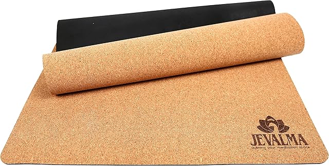 Jevalma Cork Yoga Mat for Men and women with Natural Rubber Base 72" x 24 " (183 x 61). Best Non Slip Yoga Mat, with Carry Strap - Yoga Fitness Pilates, Gymnastics, Home Exercise and Meditations