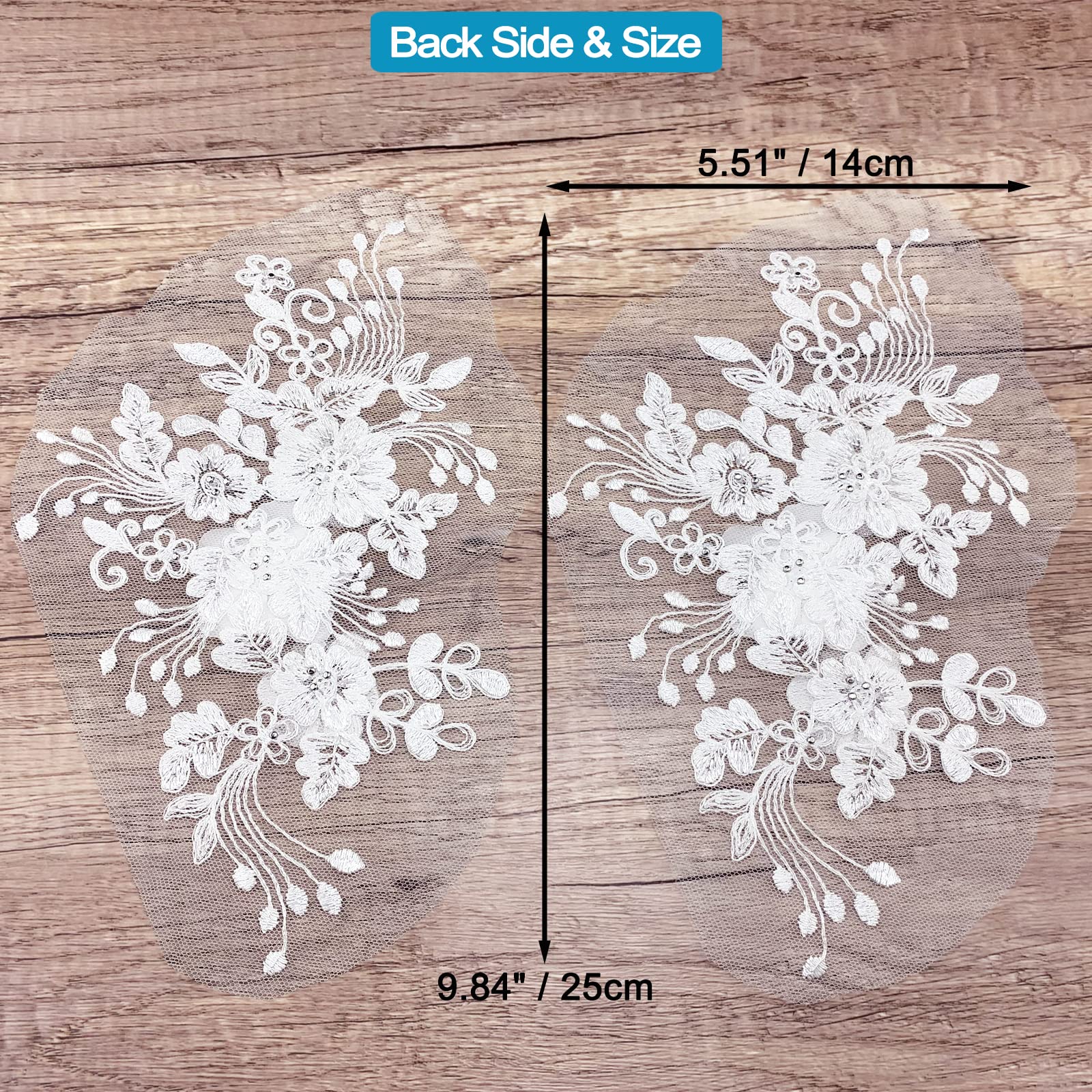 Amazon.com: 2Pcs Pearl Flower Embroidery Lace Patches 3D White