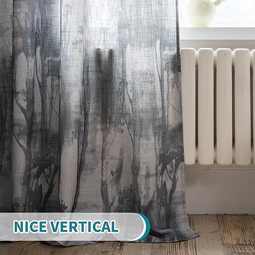 Miniatura 7 de Cortinas de 84 pulgadas de largo, juego de 2 paneles para sala de estar, dormitorio, estampado texturizado de lino, cortinas abstractas para puerta,