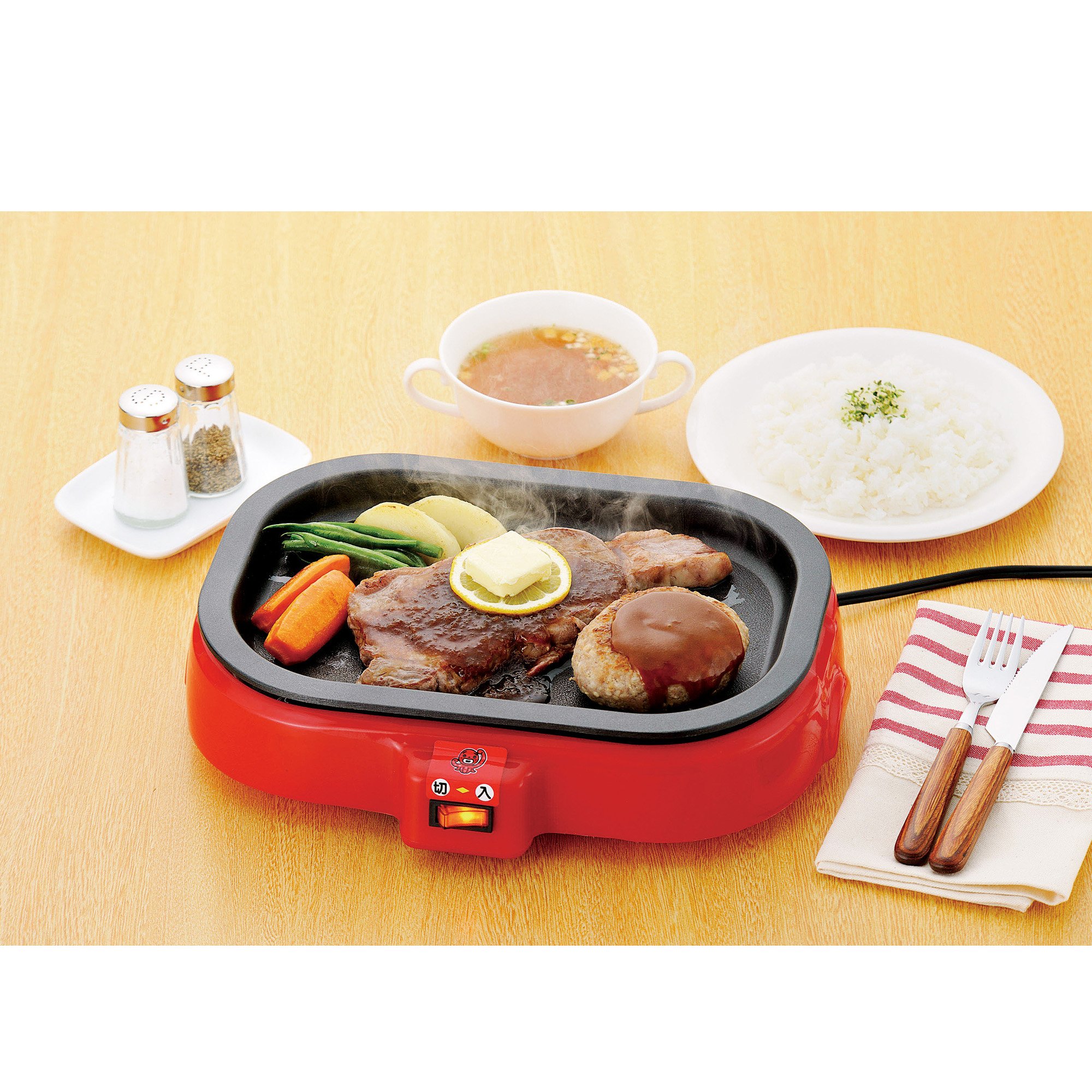 Amazon | HOME SWAN 着脱式 電気たこ焼き器 平プレ付 SNT-80 レッド
