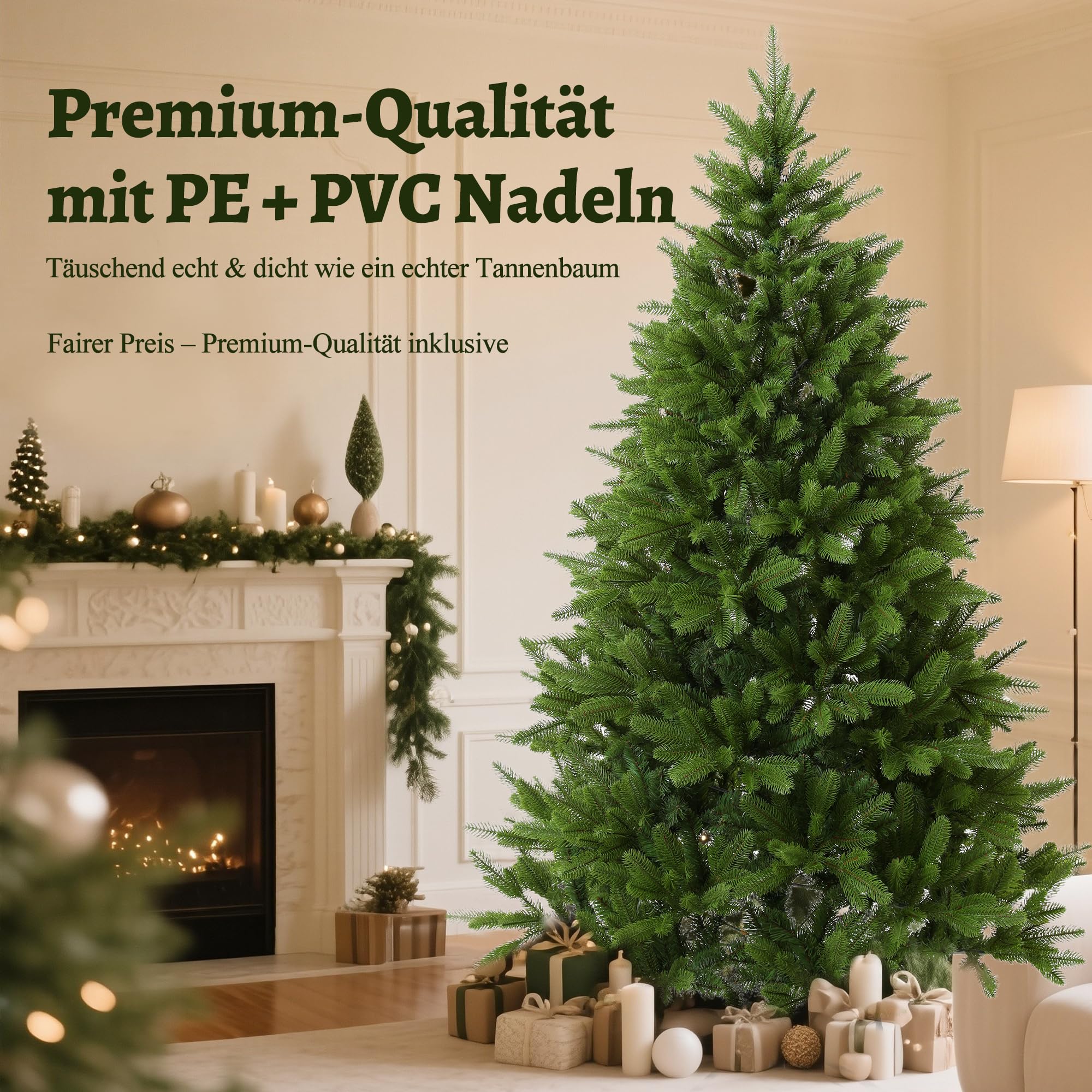 EVGN Künstlicher Weihnachtsbaum 180 cm – Nordmanntanne Optik – Dicht & naturgetreu – Premium PE+PVC Zweige mit stabilem Metallständer – Einfacher Aufbau & wiederverwendbar.