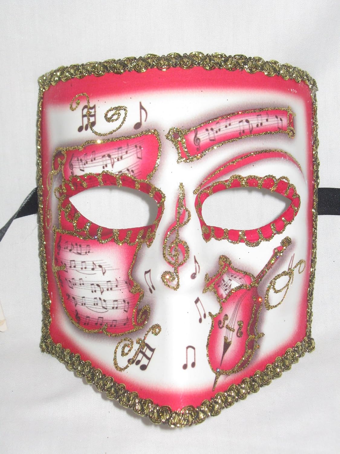 Pink Gold Music Bauta Pergamena Venetian Masquerade Mask