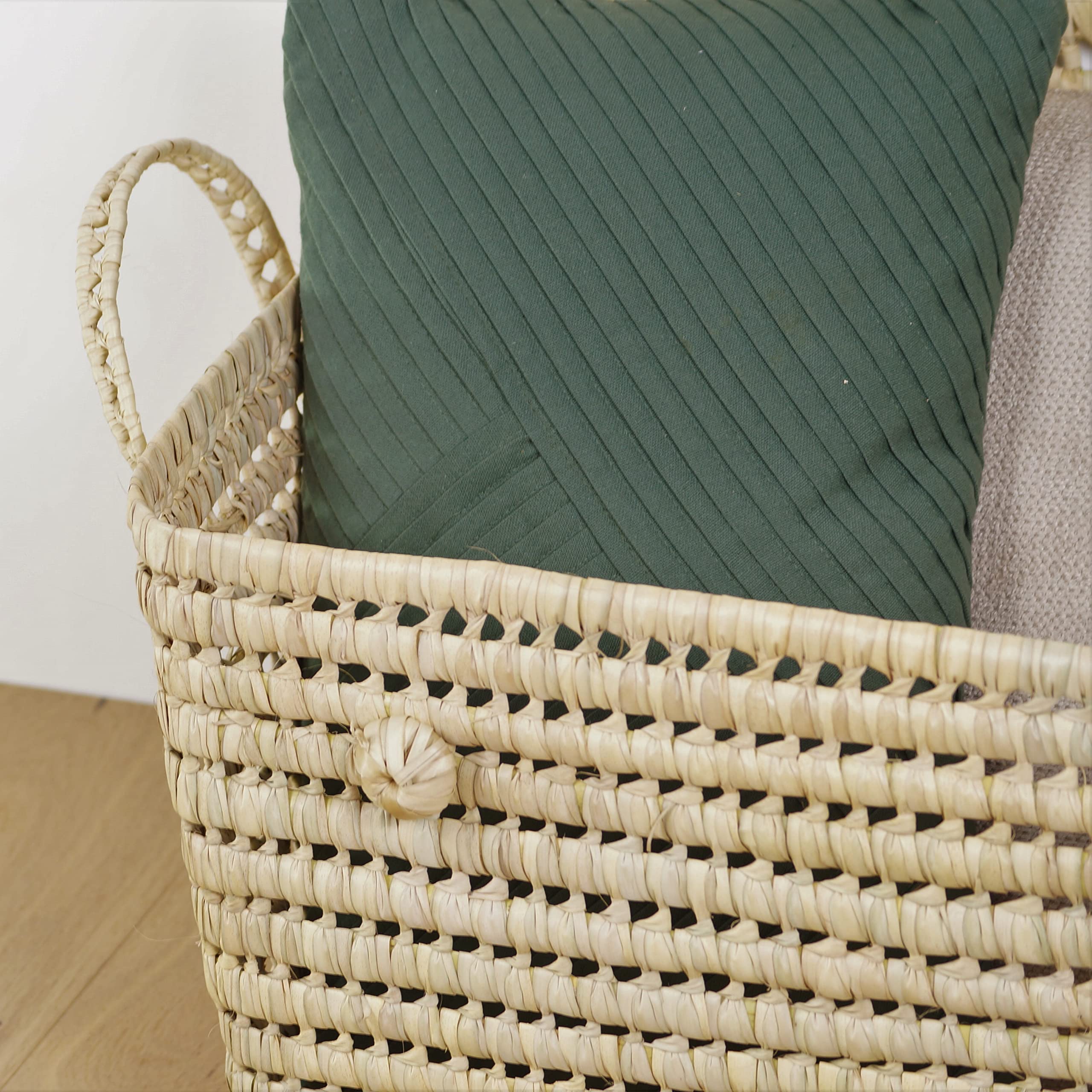 Coffre de rangement en palmier tressé, malle à jouets, coffre à jouet tressé, malle de rangement en osier, panier à jouet en rotin